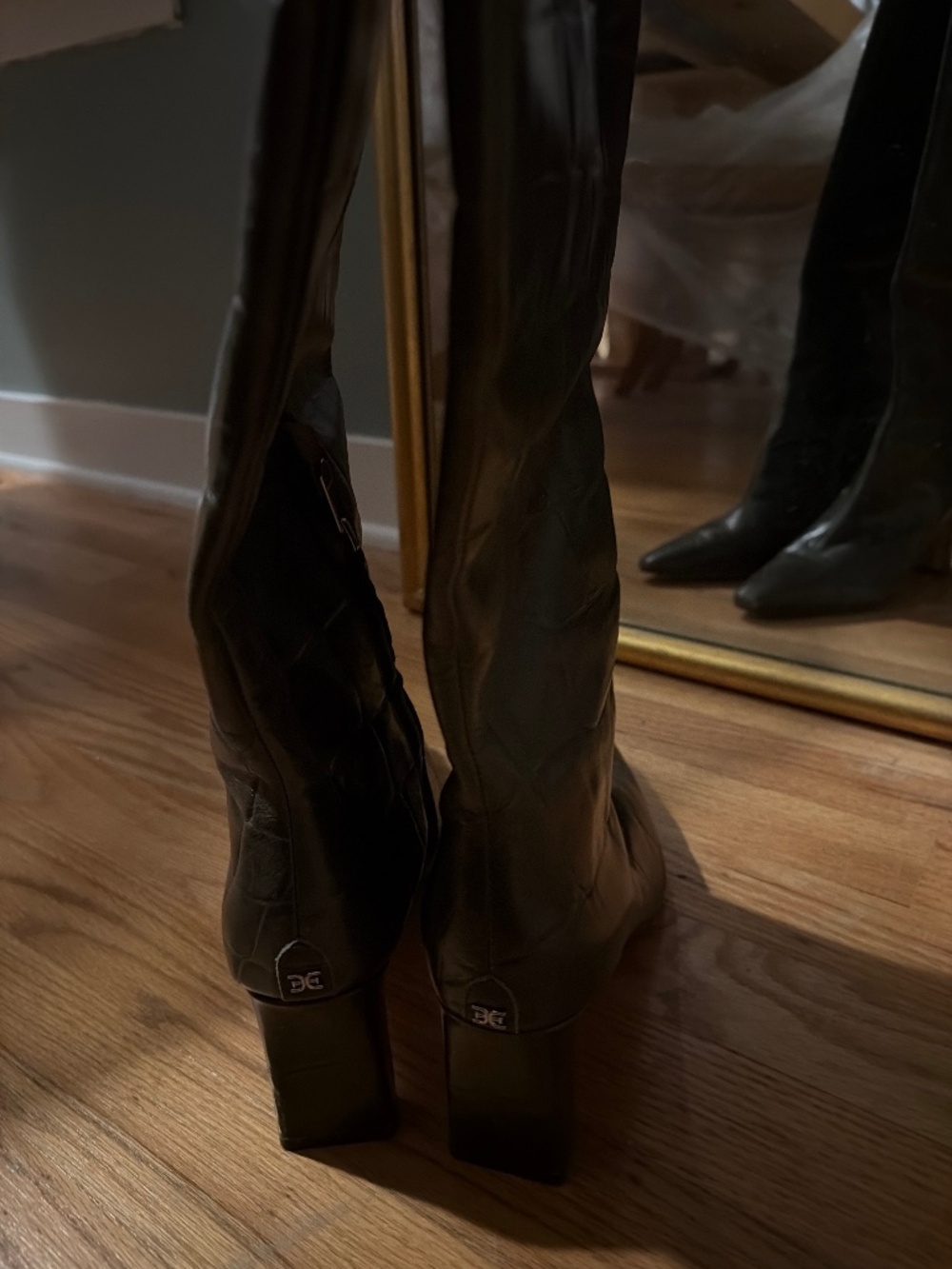 Sam Edelman green leather boots